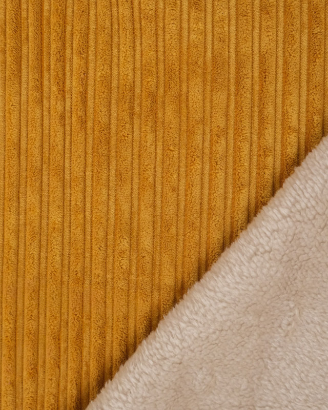 Tissu Velours Côtelé Envers Sherpa Safran - Mercerine