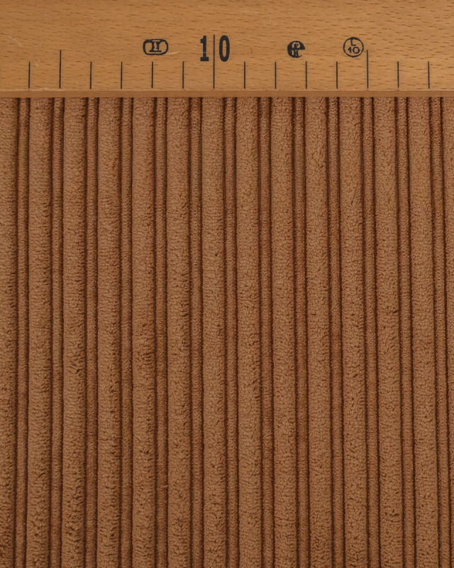 Tissu Velours Côtelé Envers Sherpa Cacao - Mercerine