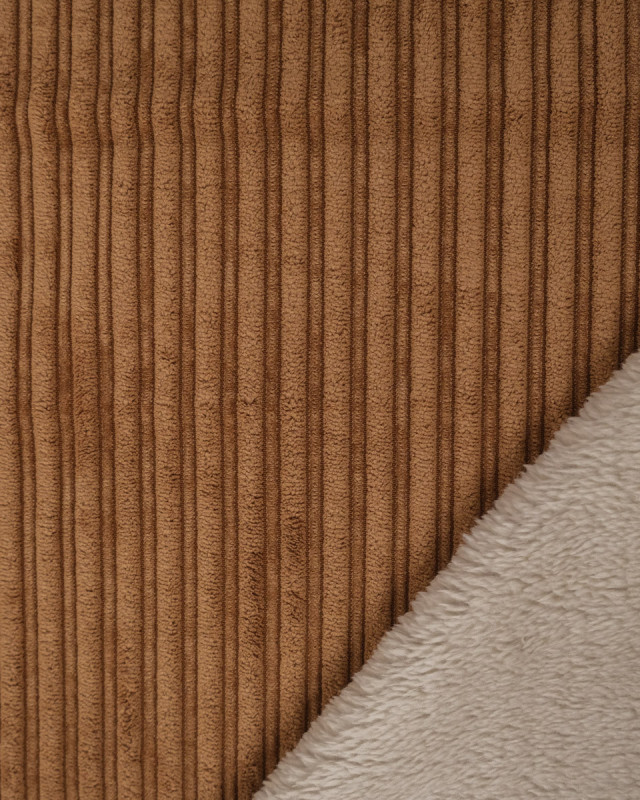 Tissu Velours Côtelé Envers Sherpa Cacao - Mercerine