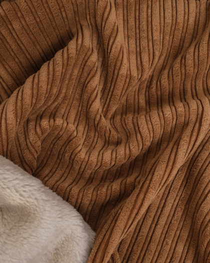 Tissu Velours Côtelé Envers Sherpa Cacao - Mercerine