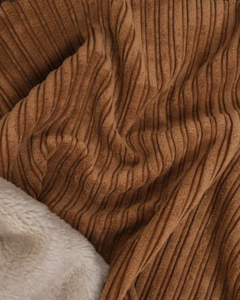 Tissu Velours Côtelé Envers Sherpa Cacao - Mercerine
