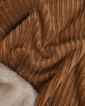 Tissu Velours Côtelé Envers Sherpa Cacao