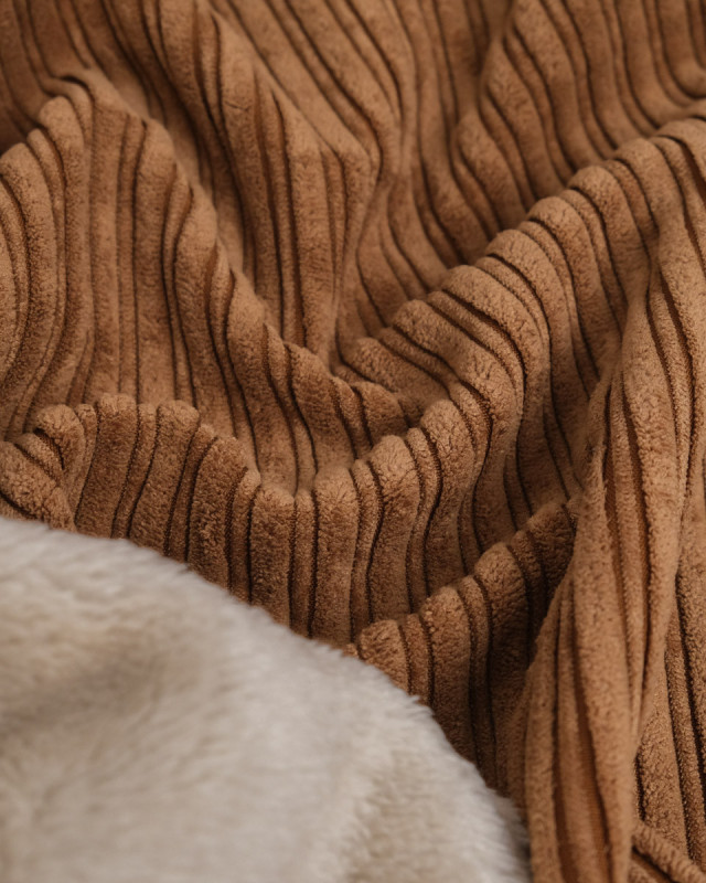 Tissu Velours Côtelé Envers Sherpa Cacao - Mercerine