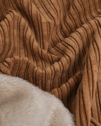 Tissu Velours Côtelé Envers Sherpa Cacao - Mercerine