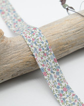 Biais Petites Fleurs Douces - Bleu et Rose - 20mm