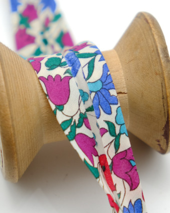 Biais Liberty Poppy And P Daisy P rose et bleu  - Mercerine