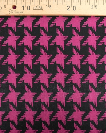 Tissus au mètre : Satin Imprimé Pied de Poule Rose - Mercerine