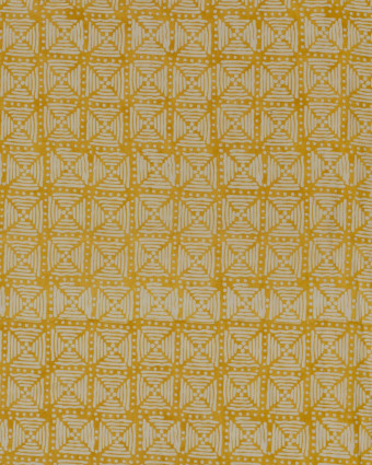 Tissu Indien : Voile de Coton  Jaune Motif Ethnique - Mercerine