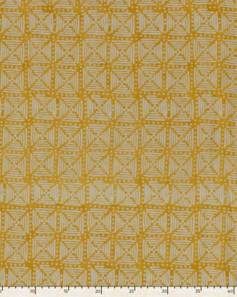 Tissu Indien : Voile de Coton  Jaune Motif Ethnique - Mercerine