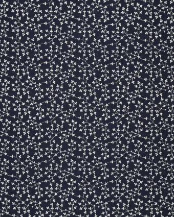 Tissu brodé bleu Fleurs infinies oekotex - Mercerine