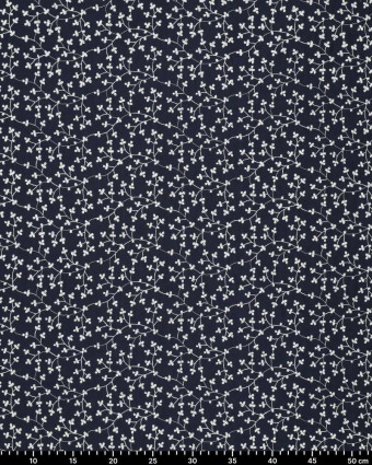 Tissu brodé bleu Fleurs infinies oekotex - Mercerine