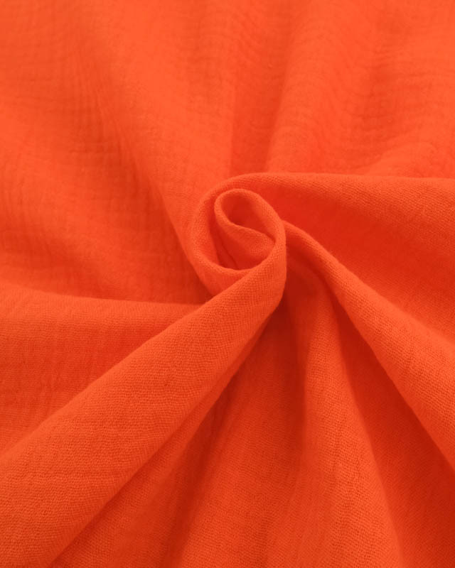 Tissu Gaze de Coton Orange Vif Thaïs - Mercerine