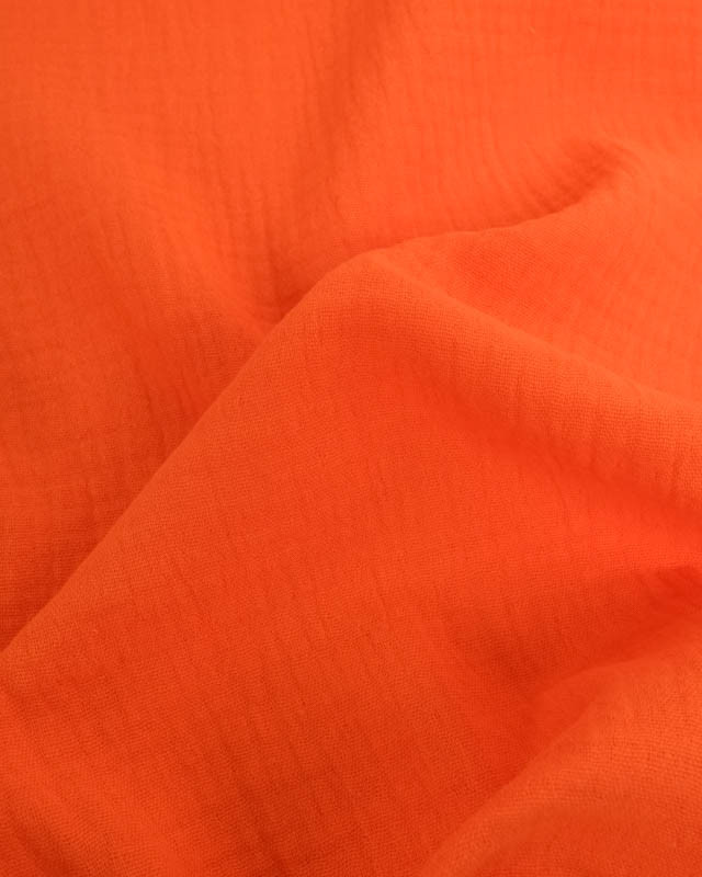 Tissu Gaze de Coton Orange Vif Thaïs - Mercerine