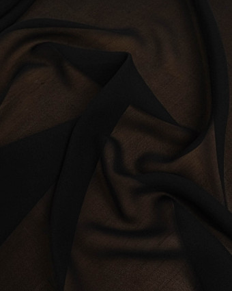 Tissu Georgette de Soie Uni Noir - Mercerine