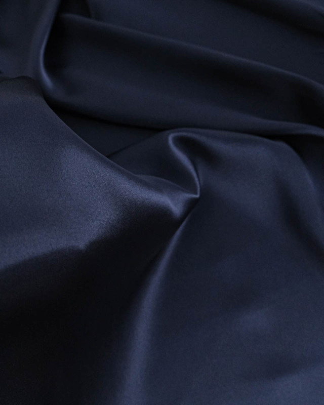 Tissu Satin De Soie Bleu Marine - Mercerine