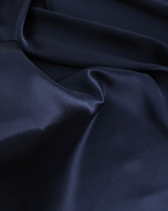 Tissu Satin De Soie Bleu Marine - Mercerine