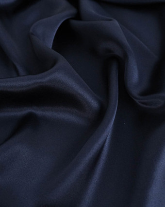 Tissu Satin De Soie Bleu Marine - Mercerine