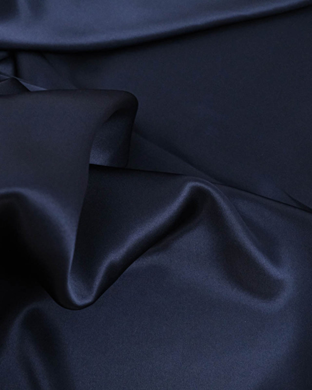 Tissu Satin De Soie Bleu Marine - Mercerine