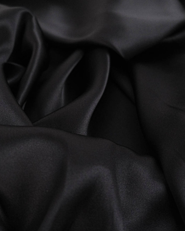 Tissu Satin De Soie Noir - Mercerine