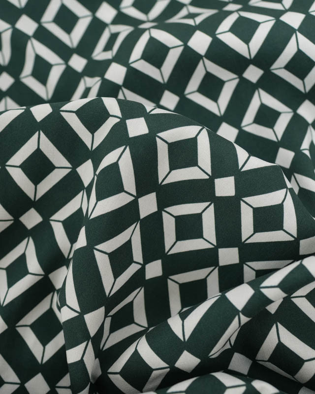 Viscose Géometrique Vert Bouteille - Mercerine