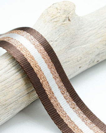 Sangle Lurex Tricolore Cacao - Mercerine