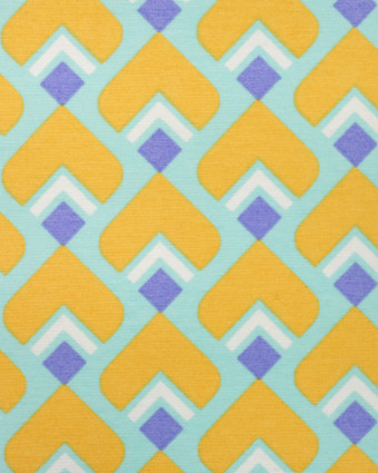 Toile ottoman géométrique Carol mauve et lagon