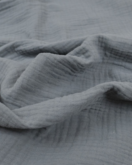 Triple gaze de coton gris  - Mercerine