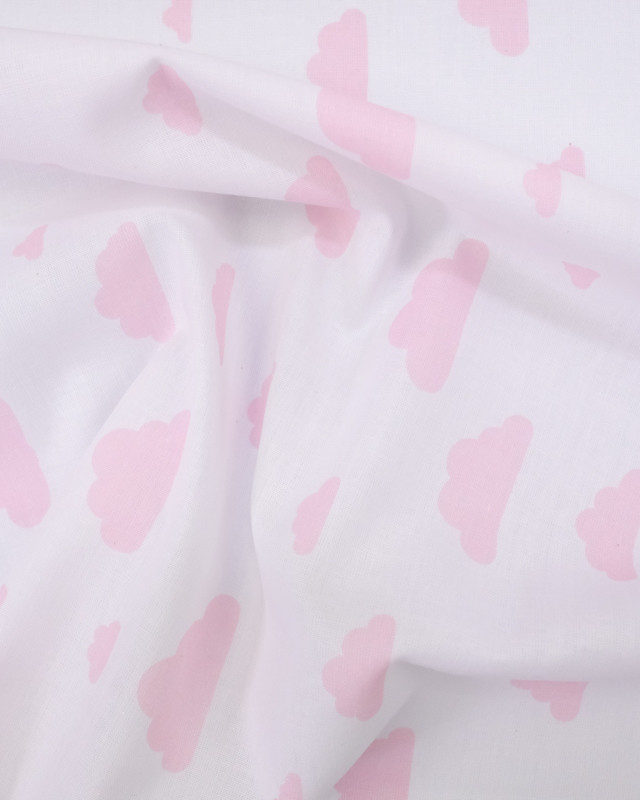 Coton imprimé nuage rose - Mercerine