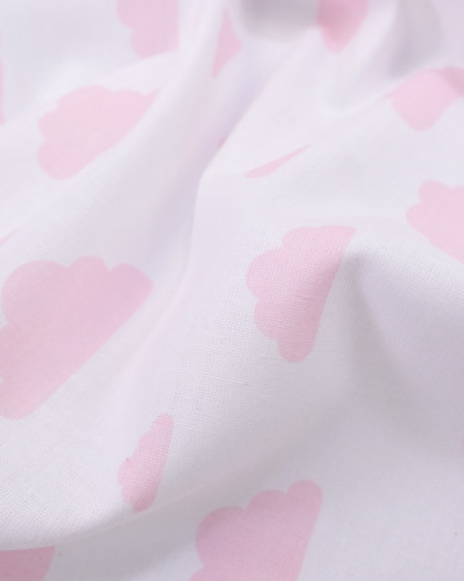 Coton imprimé nuage rose