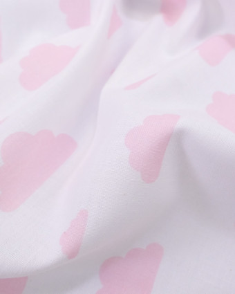 Coton imprimé nuage rose
