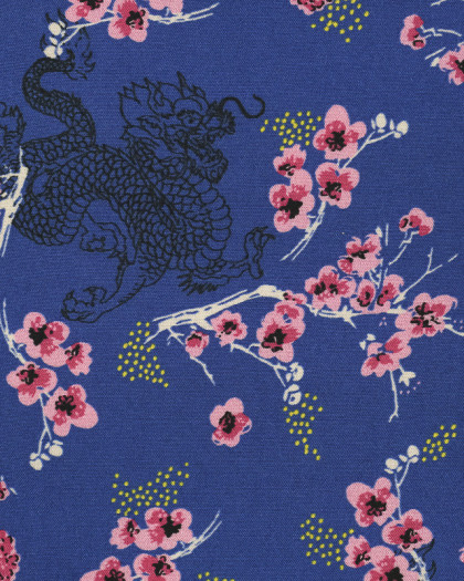 Viscose bleue fleur japon - Viscose - Mercerine