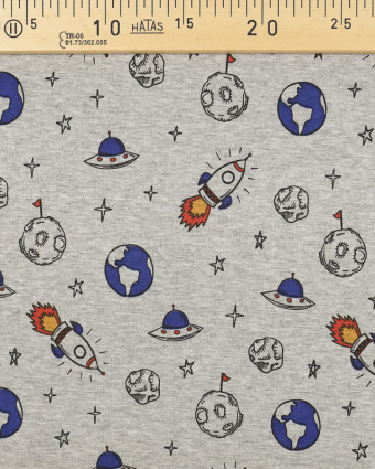 Sweat Fusées Envers Doudou Gris Chine - Mercerine