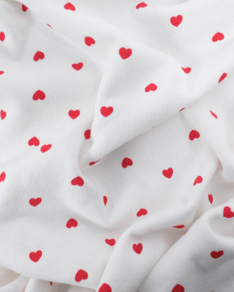 Tissu Jersey Envers Mini Eponge Motif Cœur Rouge - Mercerine