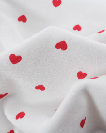 Tissu Jersey Envers Mini Eponge Motif Cœur Rouge - Mercerine