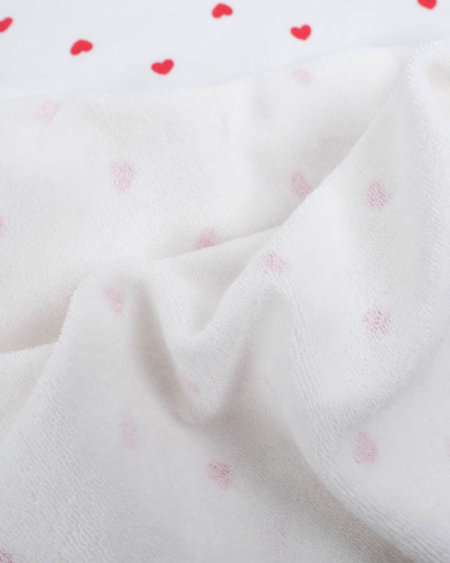 Tissu Jersey Envers Mini Eponge Motif Cœur Rouge - Mercerine