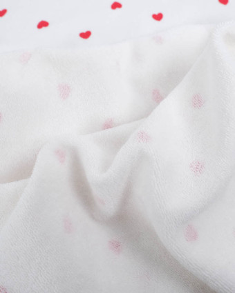 Tissu Jersey Envers Mini Eponge Motif Cœur Rouge - Mercerine