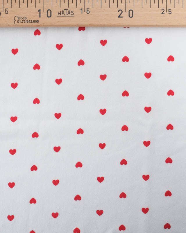 Tissu Jersey Envers Mini Eponge Motif Cœur Rouge - Mercerine
