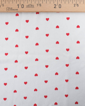 Tissu Jersey Envers Mini Eponge Motif Cœur Rouge - Mercerine