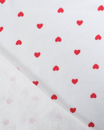 Tissu Jersey Envers Mini Eponge Motif Cœur Rouge - Mercerine