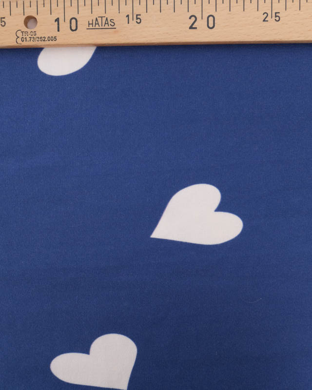 Tissu Sweat Big Love Bleu Denim Envers Doudou - Mercerine