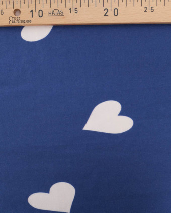 Tissu Sweat Big Love Bleu Denim Envers Doudou - Mercerine