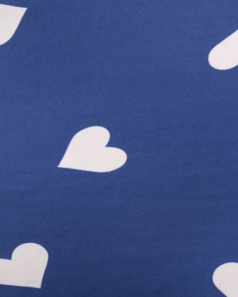 Tissu Sweat Big Love Bleu Denim Envers Doudou - Mercerine