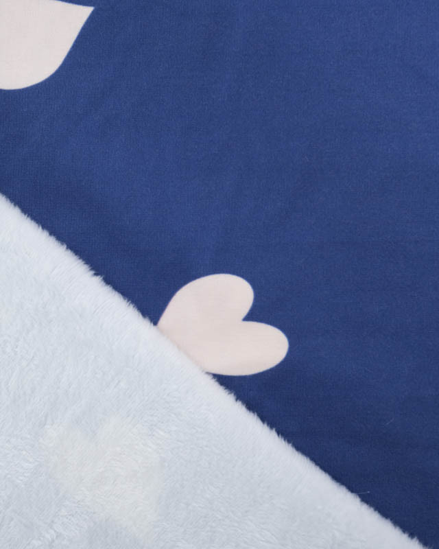 Tissu Sweat Big Love Bleu Denim Envers Doudou - Mercerine