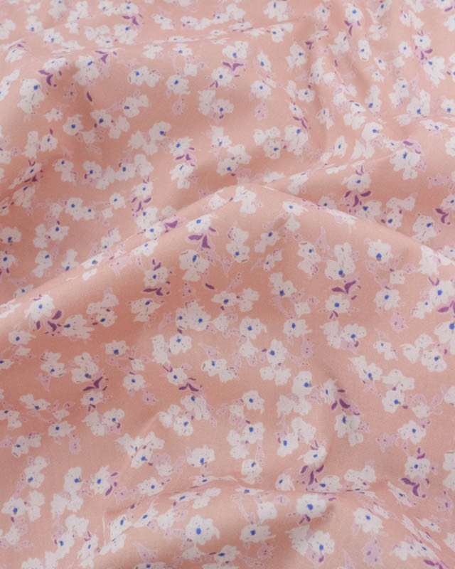Popeline de Coton Petites Fleurs Rose Blush - Mercerine