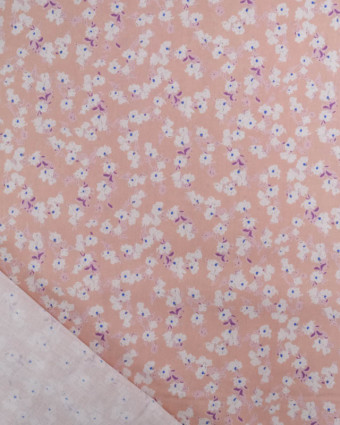 Popeline de Coton Petites Fleurs Rose Blush - Mercerine