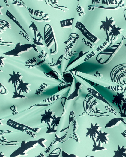 Tissu Short de Bain Déperlant Make Waves Menthe - Mercerine