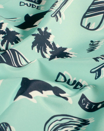 Tissu Short de Bain Déperlant Make Waves Menthe - Mercerine
