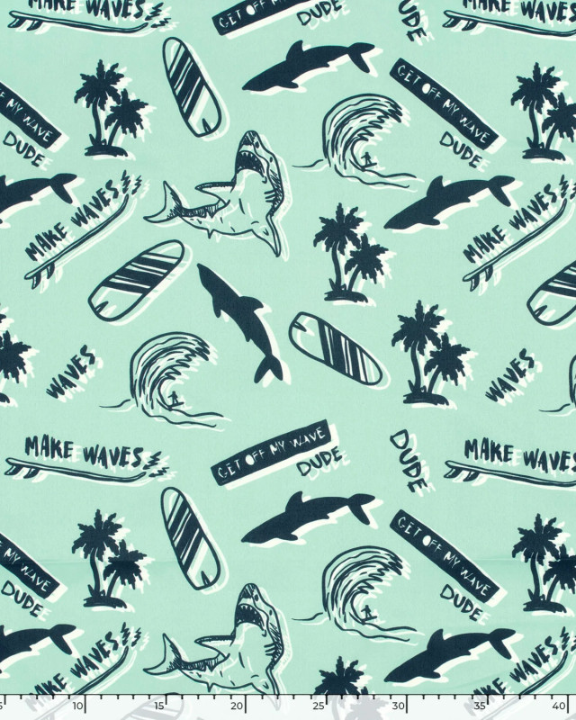 Tissu Short de Bain Déperlant Make Waves Menthe - Mercerine