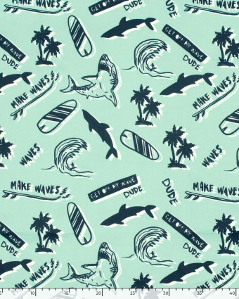 Tissu Short de Bain Déperlant Make Waves Menthe - Mercerine