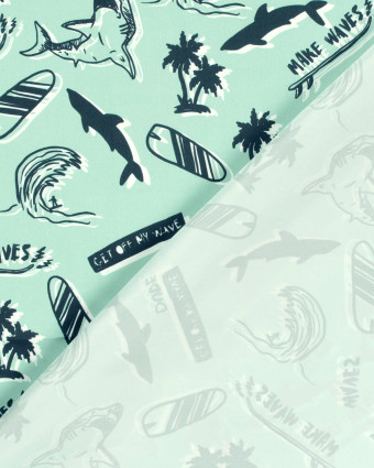 Tissu Short de Bain Déperlant Make Waves Menthe - Mercerine